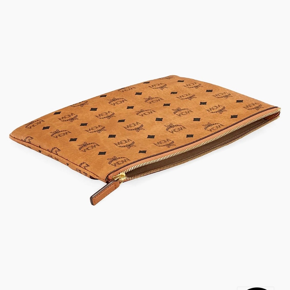 SOLD- MCM Visetos monogram zip pouch with leather crossbody strap - Picture 2 of 9